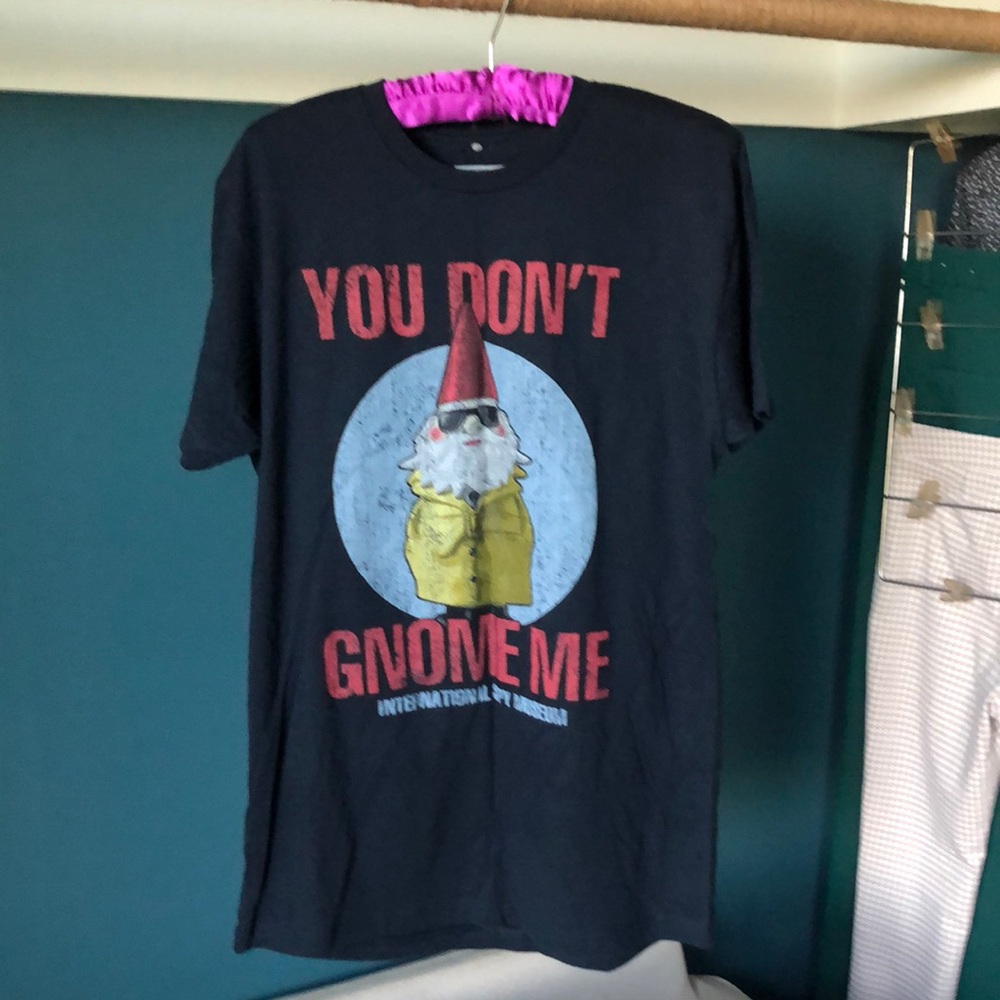 Gnome t shirt from International Spy Museum in DC